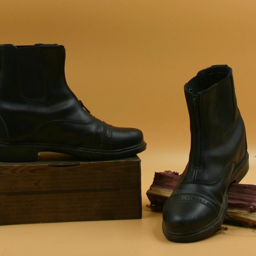 paddock boots, black, front zip